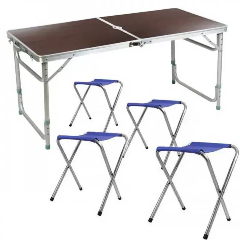 Набор мебели: стол складной и 4 стула Bison C-4-60*120 (C-4-60*120-WD Коричневый)