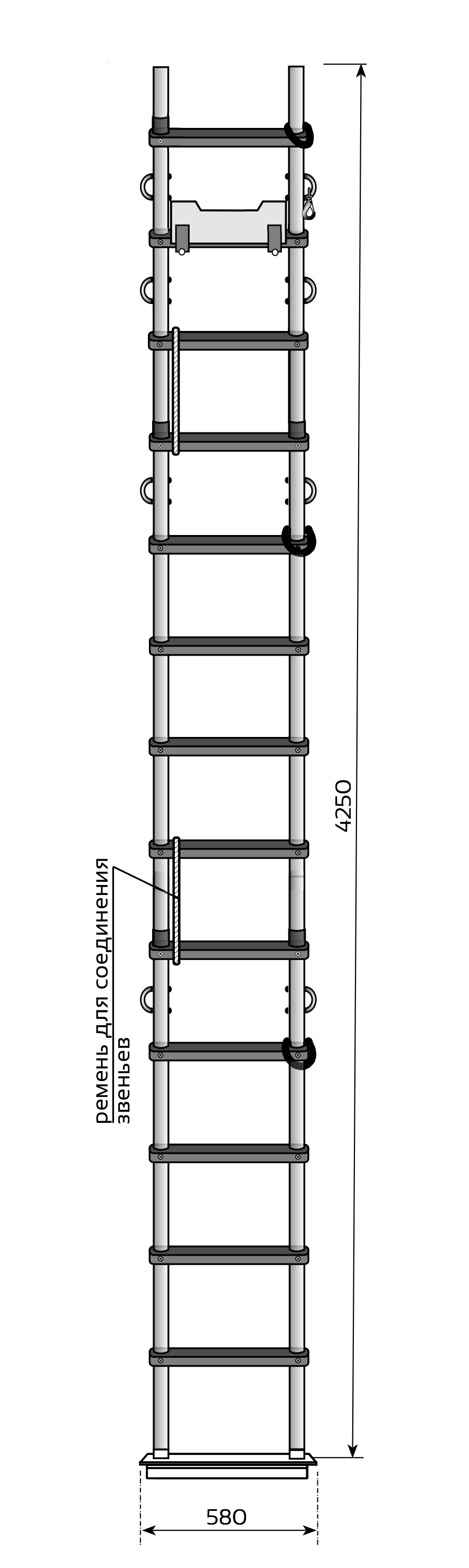 Лестница Техношанс Луск-К-3-4,25 диэлектрическая для котлованов (Комплект Стандарт )