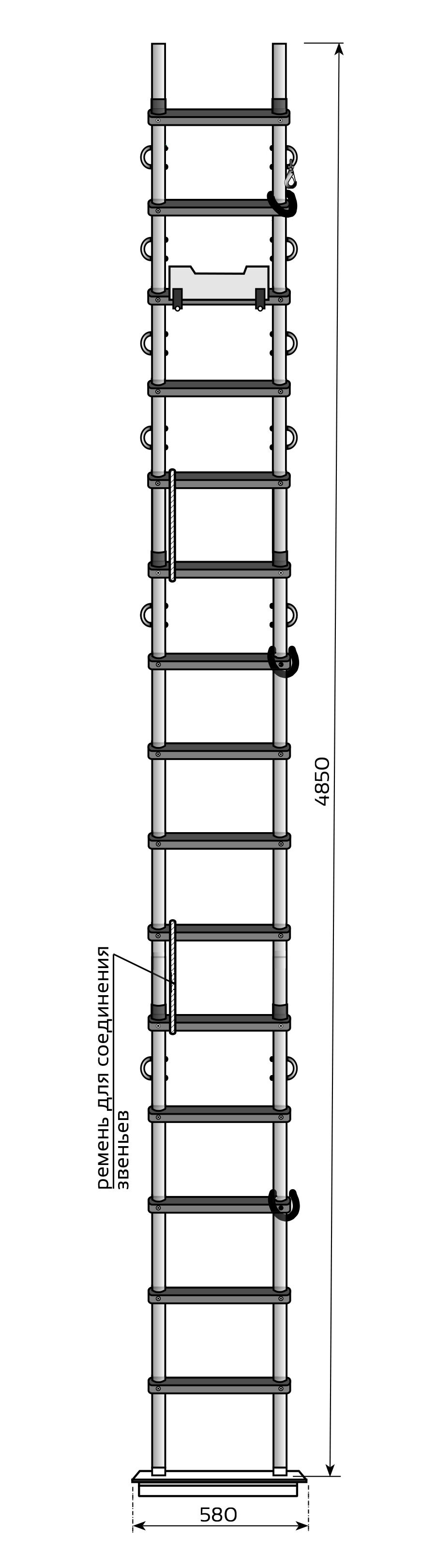 Лестница Техношанс Луск-К-3-4,85 диэлектрическая для котлованов (Комплект Стандарт )