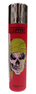 Зажигалка кремниевая пластиковая Clipper CP11RH (Красный череп)