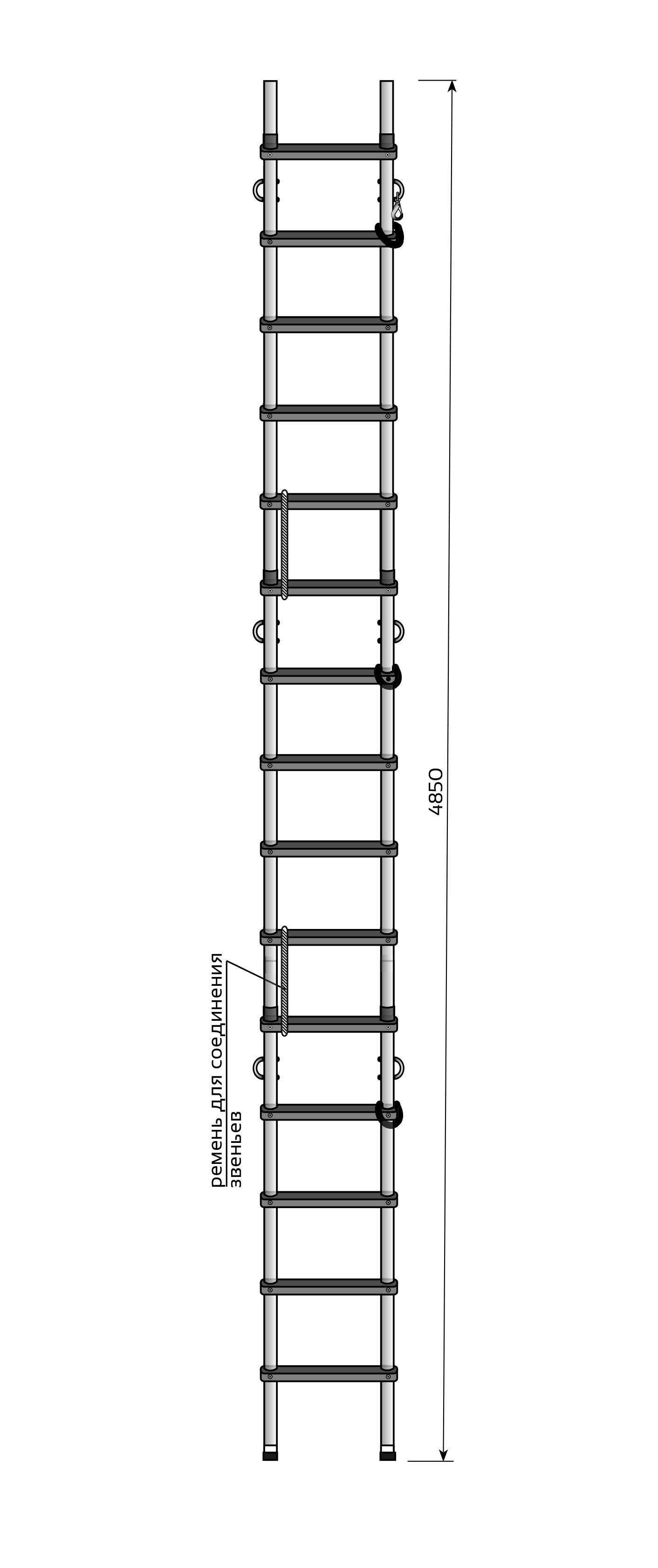 Лестница Техношанс Луск-3-4,85 диэлектрическая (Комплект Стандарт )