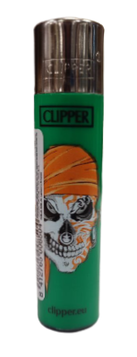 Зажигалка кремниевая пластиковая Clipper CP11RH (Зеленый череп)