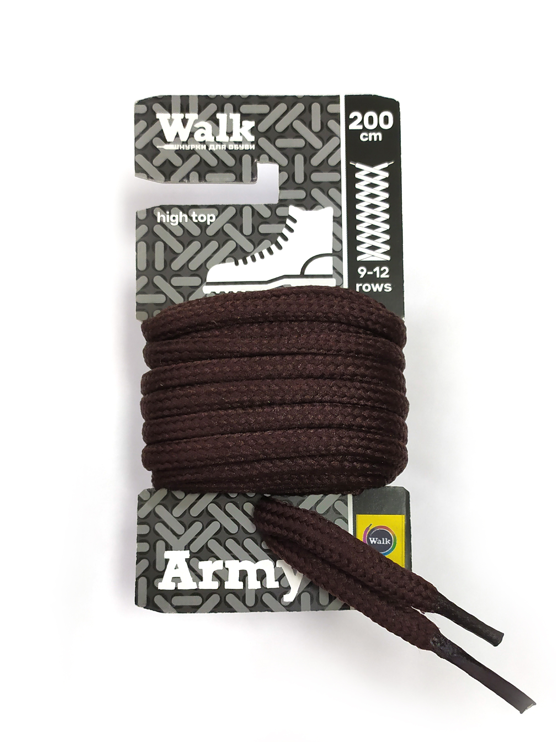 Шнурки для обуви Walk Army 200см (Черный)