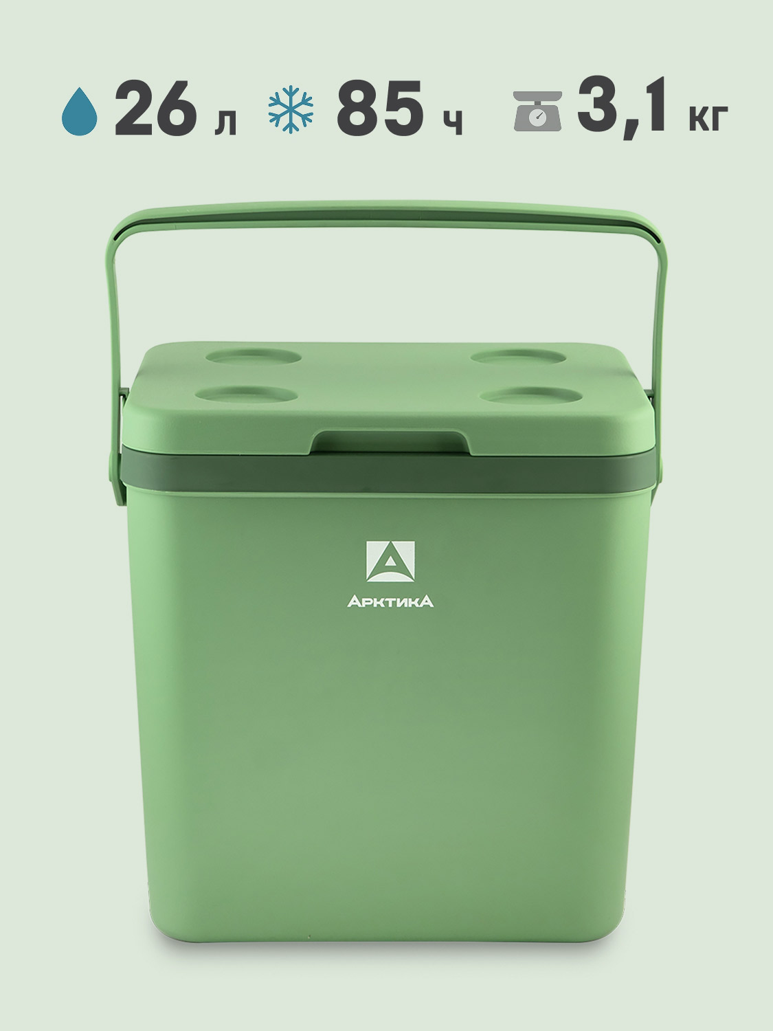 Изотермический контейнер Арктика 2200-26 26л. для пикника (Зеленый)