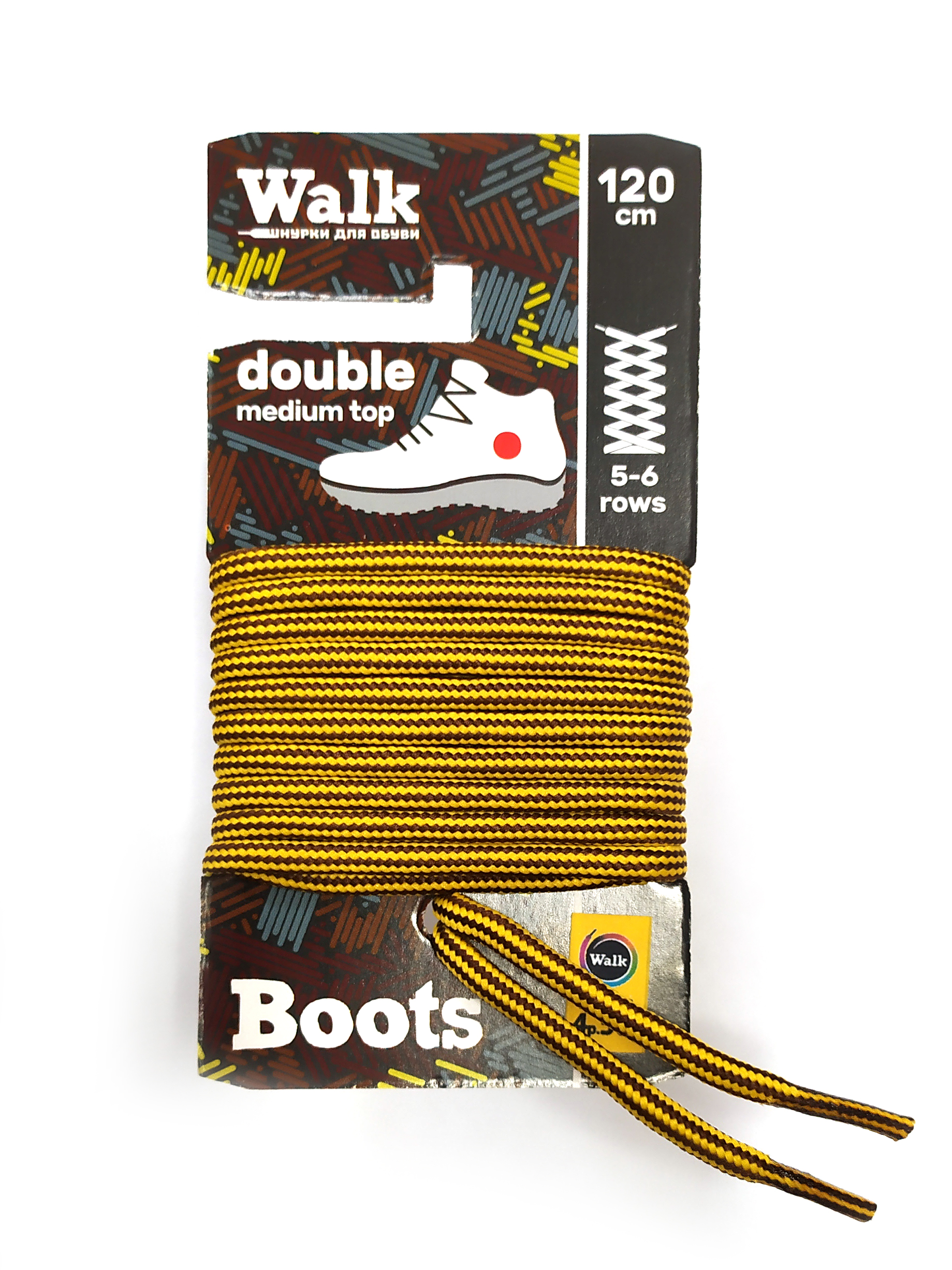 Шнурки для обуви Walk Boots 120см усиленные (Цветной)