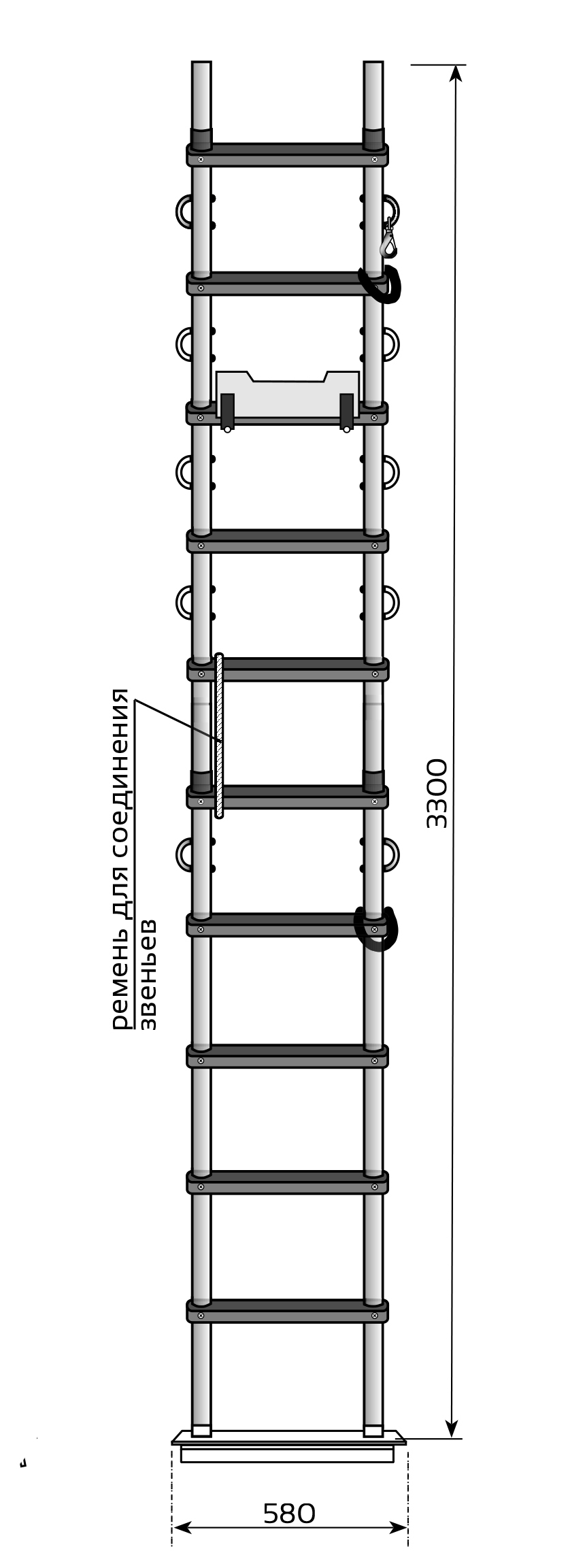 Лестница Техношанс Луск-К-2-3,3 диэлектрическая для котлованов (Комплект Стандарт )