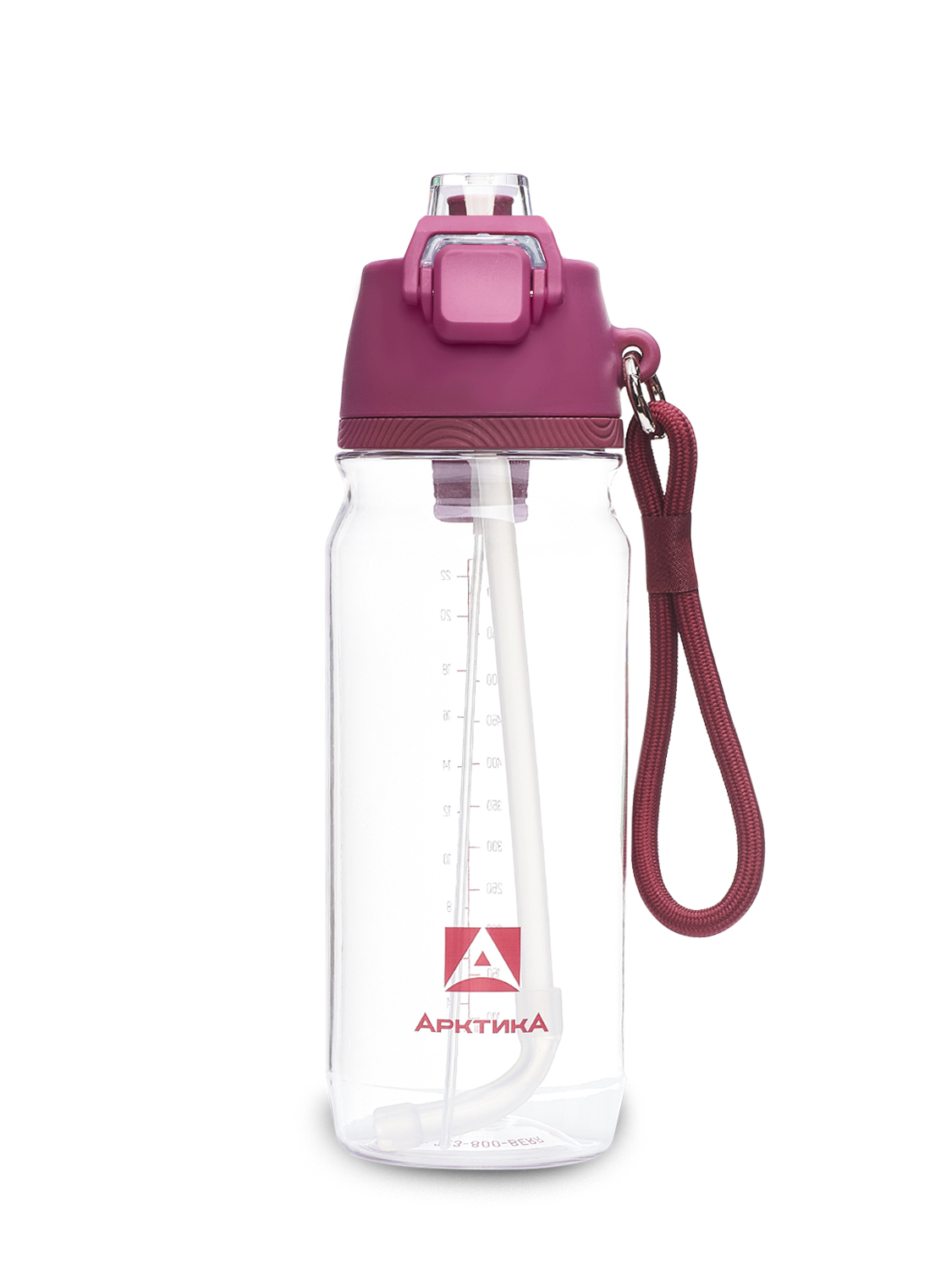 Питьевая бутылка Арктика 723-800 из тритана с трубочкой и распылителем (Вишня)