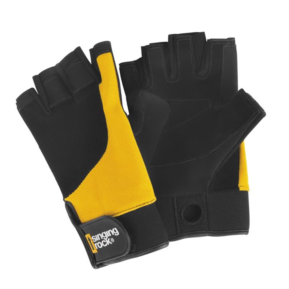 Перчатки для работы с веревкой SingingRock Falconer 3/4 (C0014YB09 Черный-желтый 9)