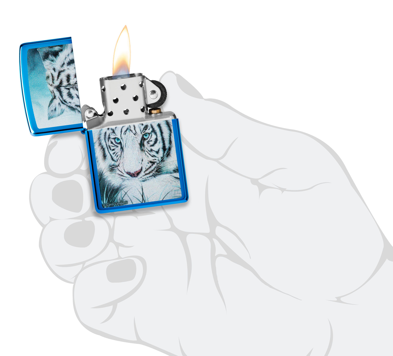 Zippo 48951 White Tiger High Polish Blue - туристическое снаряжение в Минске. Фото �3 Zippo 48951 White Tiger High Polish Blue - туристическое снаряжение в Минске. Фото �3