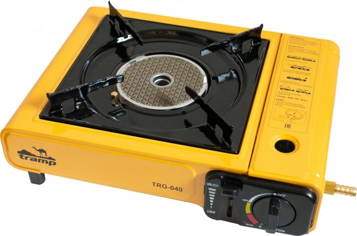 Портативная газовая плита Tramp TRG-040 с переходником (Желтый)