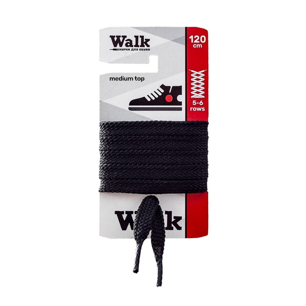 Шнурки для обуви Walk Sport 120см (Черный)