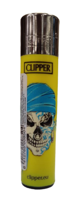 Зажигалка кремниевая пластиковая Clipper CP11RH (Желтый череп)
