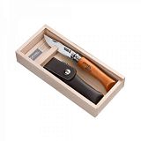 Подарочный нож Opinel №8, углеродистая сталь, рукоять из бука, с чехлом, в деревянной коробке - туристическое снаряжение в Минске